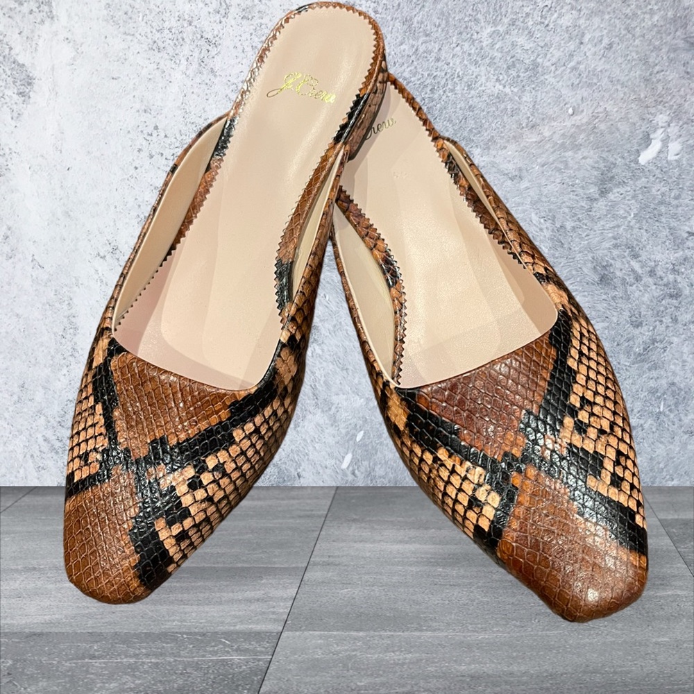 J. Crew Carolyn Snake Embossed Leather mule. NEW WITH OUT BOX. Wore once.